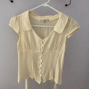 Nanette Lepore Cream fitted cap sleeve blouse